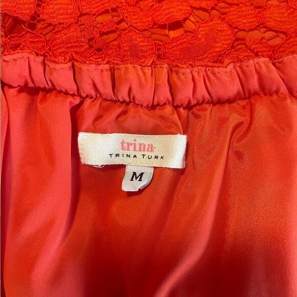 Trina Turk Off the Shoulder Lace Mini Dress in Tangerine - Picture 15 of 16